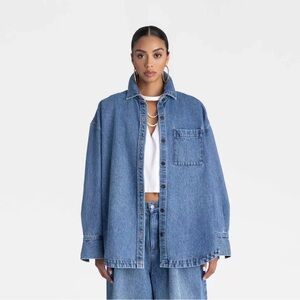 KBB by KAHLANA XS, S, M, L, 1X, 2X Samira Shirt Wash Button Down Denim Shirt